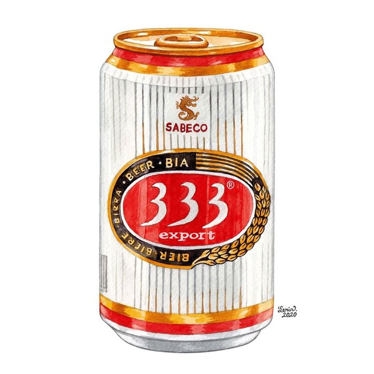 a beer can with the number 333 on it's side and an image of a