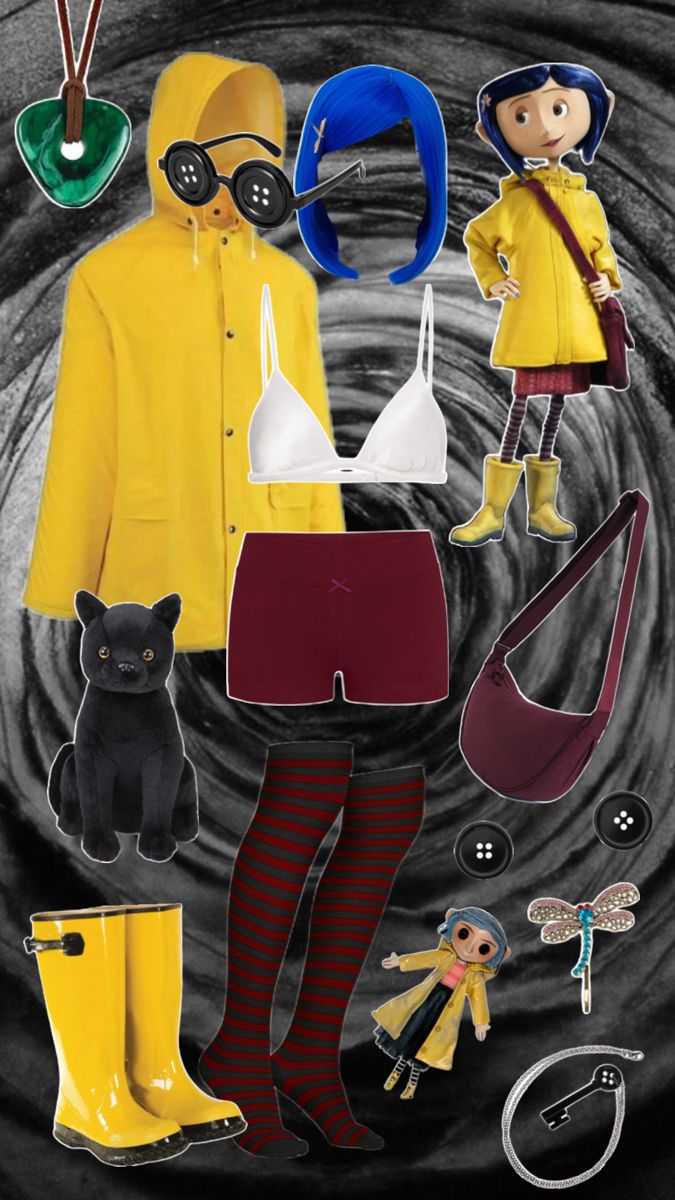 a collage of various items including rain boots, umbrellas and clothes