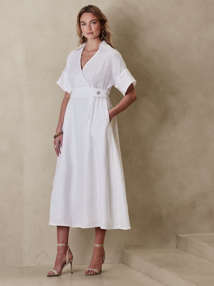 Sedona Linen Dress | Banana Republic Linen Wrap Dress, How To Look Expensive, Linen Midi Dress, Skirt Short, Banana Republic Dress, Linen Women, Tea Dress, Linen Clothes, Sedona