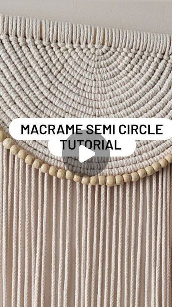 macrame sem circle with beaded trim around the edge and text overlay that reads, macrame sem circle tutorial