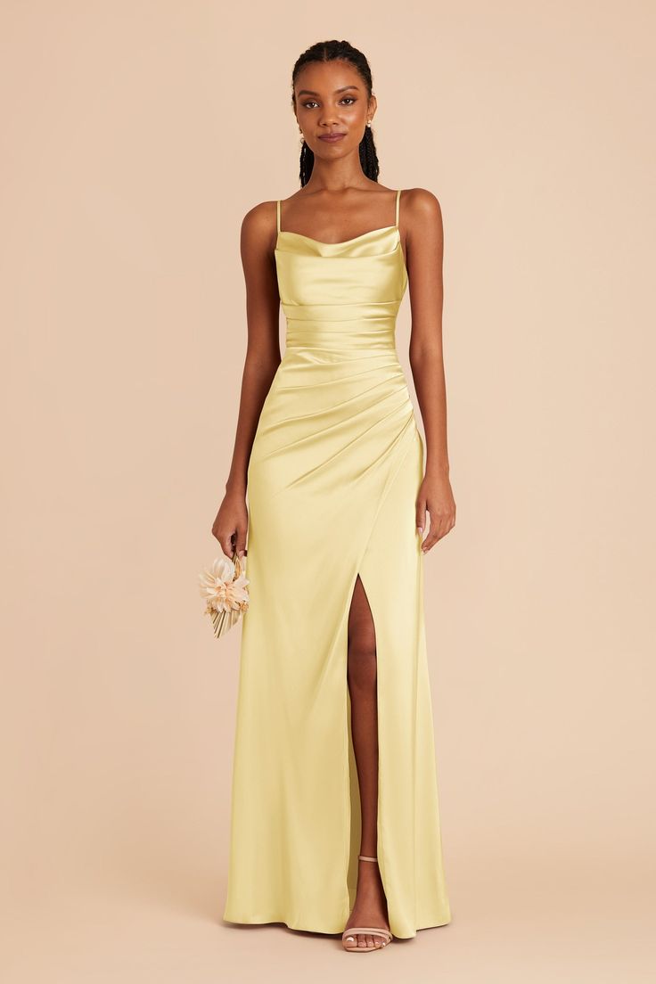 Formal Dresses Long Yellow, Golden Yellow Prom Dress, Pretty Yellow Prom Dresses, Yellow Long Dress Formal, Pastel Yellow Long Dress, Light Yellow Prom Dress Long, Soft Yellow Prom Dress, Long Dress Hoco, Prom Dresses Light Yellow