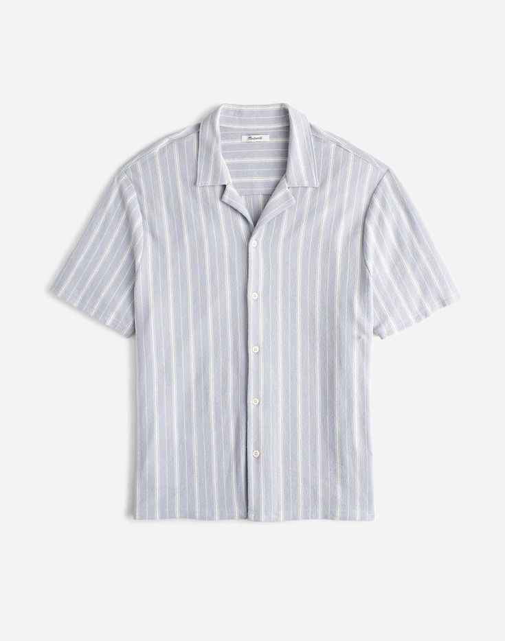 Easy Short-Sleeve Shirt in Stripe Jacquard Madewell Shirts, Striped Linen Shirt, Madewell Denim, Mens Linen, Striped Shirt, Casual Button Down Shirts, Men Short Sleeve, Madewell, Short Sleeve Shirt