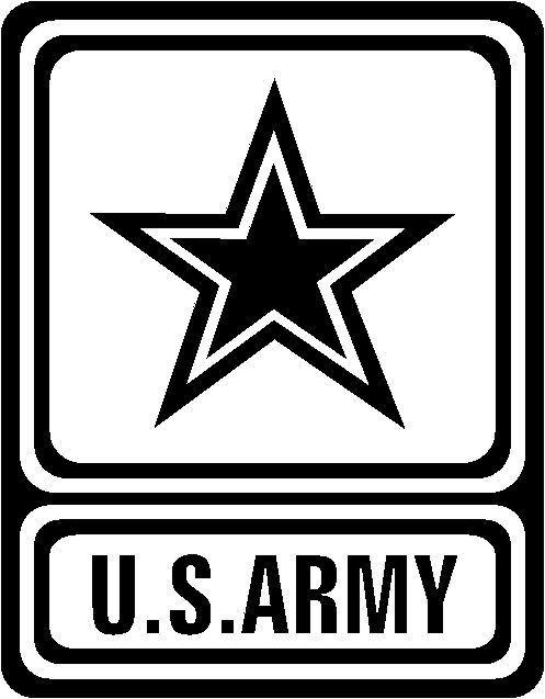 the u s army logo is shown in black and white, with a star on it