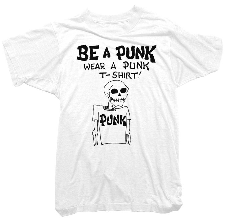 Be a Punk t-shirt. Wear a Punk t-shirt artwork. Created by Punk Magazine's John Holmstrom. Emo Style Graphic T-shirt For Streetwear, Graphic Tee With Graffiti Print For Alternative Fashion, Unisex Punk T-shirt With Letter Print, Punk Style T-shirt With Screen Print For Alternative Fashion, White Alternative Style Graphic T-shirt, White Emo T-shirt For Alternative Fashion, Emo T-shirt With Graffiti Print And Crew Neck, Emo T-shirt With Graffiti Print For Streetwear, Emo Graffiti Print Crew Neck T-shirt