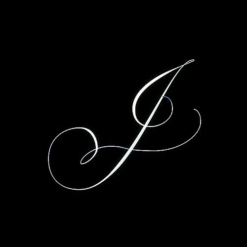 the letter j is made up of white lines on a black background, and it appears to be in cursive handwriting