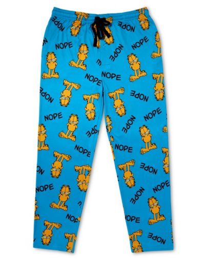 Say "nope" to Mondays just like Garfield by rocking these comfortable and cool Nope Garfield Lounge Pants. Perfect for those lazy days you're stuck in the house, any fan of Garfield will love wearing these stylish pajamas whenever they're feeling like doing nothing. Officially licensed Front pockets Material: Polyester Care: Machine wash Imported Sesame Street Pajamas Pant Fluffy, Sesame Street Pajamas Pant, Garfield Pajama Pants, Garfield Pj Pants, Playful Relaxed Fit Sweatpants For Loungewear, Playful Cotton Lounging Bottoms, Playful Cotton Sleep Pants, Blue Letter Print Sleepwear For Loungewear, Playful Cotton Lounging Pants