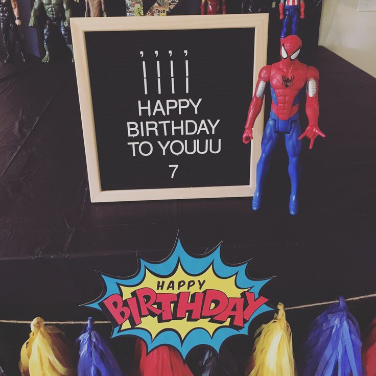 the birthday cake is decorated like a spider man and it says happy birthday to you