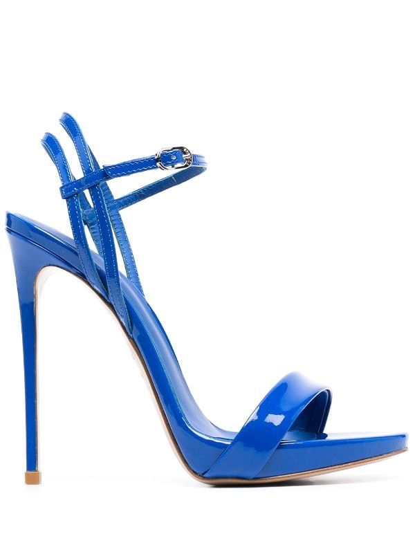 Le Silla Gwen high-heel Sandals - Farfetch Blue Ankle Strap Heels With Buckle Closure, Evening Blue Sandals With Buckle Closure, Blue Evening Sandals With Buckle Closure, Blue Open Heel Shoes With Buckle Closure, Blue Open Heel Heels With Buckle Closure, Blue Patent Leather Open Heel Heels, Blue Patent Leather Heels With Ankle Strap, Blue Patent Leather Evening Sandals, Elegant Blue Patent Leather Sandals