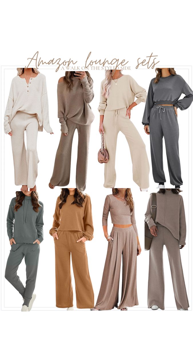 Chic Loungewear Sets, Two Piece Athleisure, Womens Luxury Loungewear, Casual Two Piece Outfits Matching Set, Lounge Sets For Women Amazon, Stylish Loungewear Women, 3 Piece Lounge Set Outfit, Cute Lounge Outfits Winter, Amazon Lounge Sets