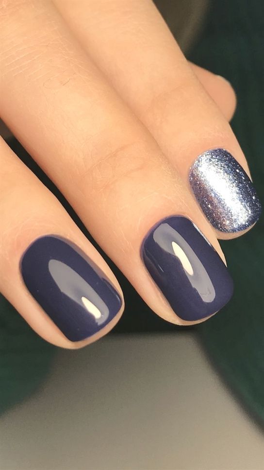 Fancy Gel Nails Design, Gel Nails Dark Colors, Charcoal Nail Designs, Slate Blue Nails Design, Dark Colour Nails Designs, Slate Blue Nails, Charcoal Nails, Slate Nails, Winter Nail Polish Colors