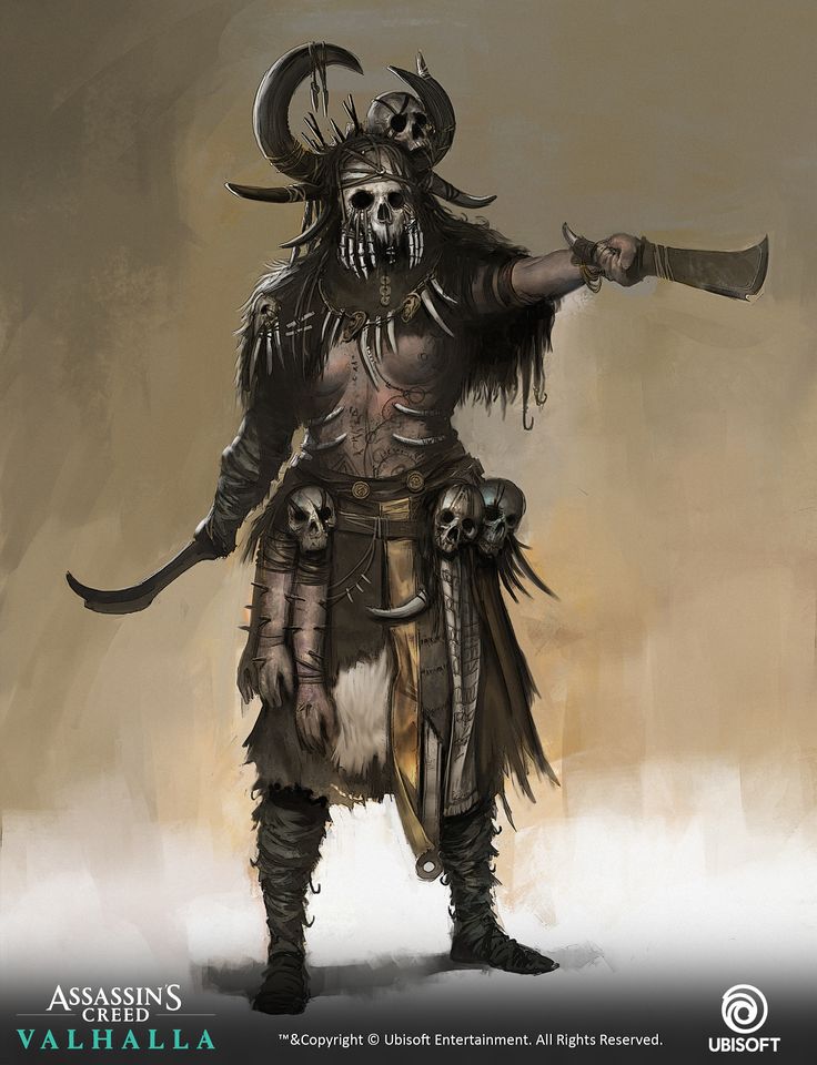 a character from the video game warhammers valhalla with horns and horned headdress