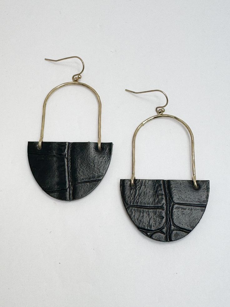 Lightweight. Elegant Nickel-free Earrings For Everyday Use, Elegant Everyday Nickel-free Earrings, Elegant Handmade Earrings For Everyday Use, Chic Handmade Leather Jewelry, Chic Handmade Black Earrings, Dangle Earrings For Everyday Use, Chic Black Jewelry For Everyday Use, Chic Black Everyday Jewelry, Elegant Black Leather Earrings