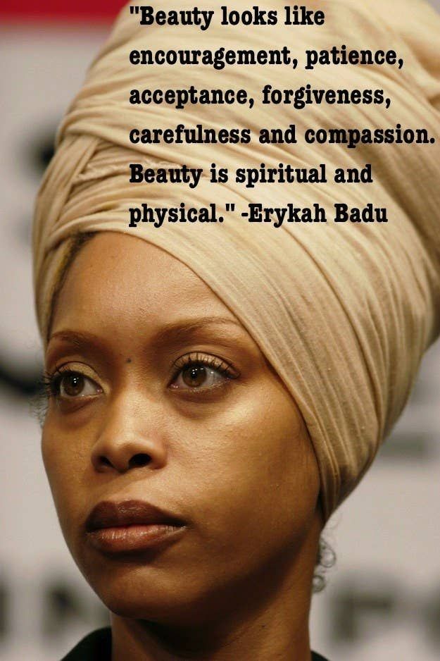 a woman with a turban on her head and quote about beauty looks like encruragement