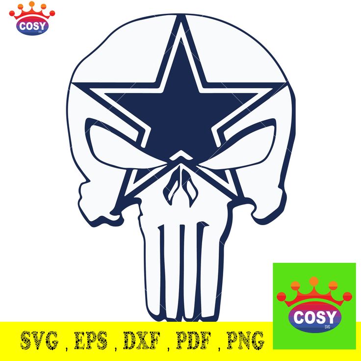 the skull with a star on it is shown in this svp - eps dxf