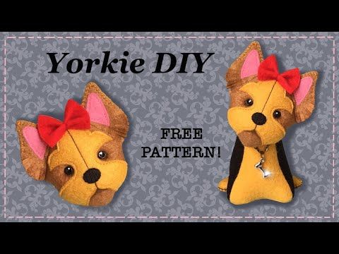 two stuffed dogs with red bows on their heads and the words yorkie diy