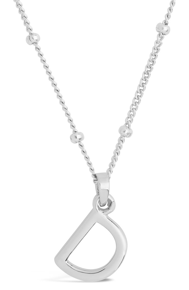 Let's make it personal! This initial necklace comes with a beaded chain in the letter of your choice. A great gift for sisters, friends, and significant others (and a great gift for yourself, too). 16" chain length with 2" extension; 0.5" pendant length Spring ring clasp Sterling silver Imported Trendy Initial Pendant Necklace With Delicate Chain, Initial Pendant Charm Necklaces For Mother's Day, Trendy Initial Pendant Necklace For Mother's Day, Trendy Initial Pendant Charm Necklace For Mother's Day, Everyday Nickel Free Initial Pendant Charm Necklaces, Sterling Silver Initial Necklace With Adjustable Chain For Everyday, Sterling Silver Initial Necklace With Delicate Chain, Everyday Sterling Silver Initial Necklace With Adjustable Chain, Sterling Silver Initial Pendant Chain Necklace