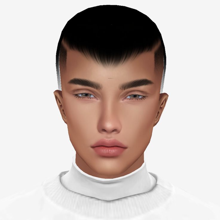 an animation image of a man wearing a collared shirt and white sweater with black hair