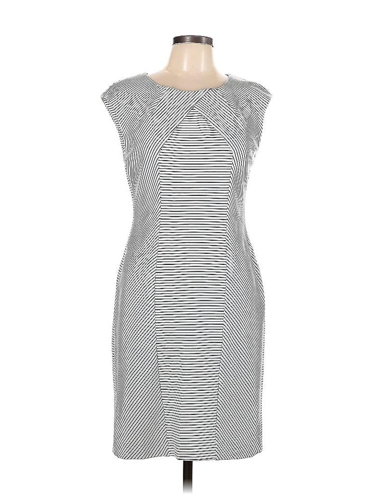 Calvin Klein Casual Dress Size: 10 Gray Dresses - used. No Fabric Content, Sheath, Crew Neck, Chevron/Herringbone, Knee Length, Sleeveless | Calvin Klein Casual Dress - Sheath: Gray Chevron/Herringbone Dresses - Used - Size 10 Affordable Calvin Klein Spring Dresses, Calvin Klein Dresses 2022, Gray Casual Dress, Gray Dresses, Grey Chevron, Gray Dress, Casual Dresses For Women, Herringbone, Knee Length