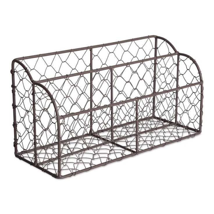 a metal wire mail holder with two compartments