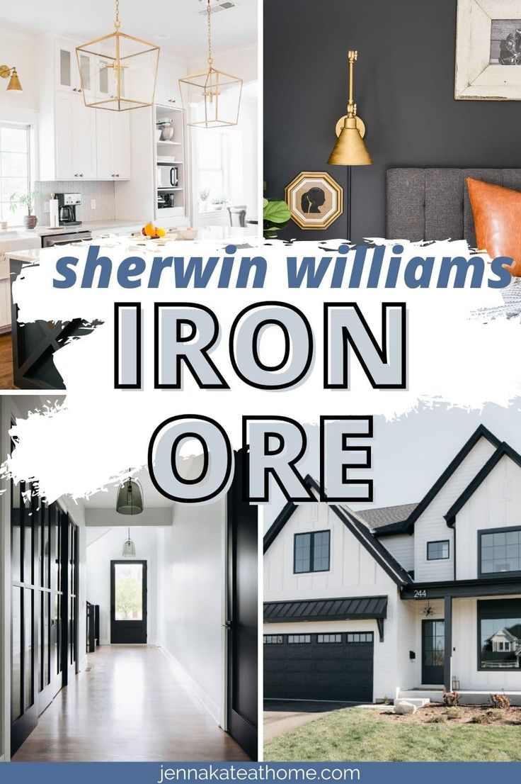 there are pictures of different houses in the same house with text overlay that says shewin williams iron ore