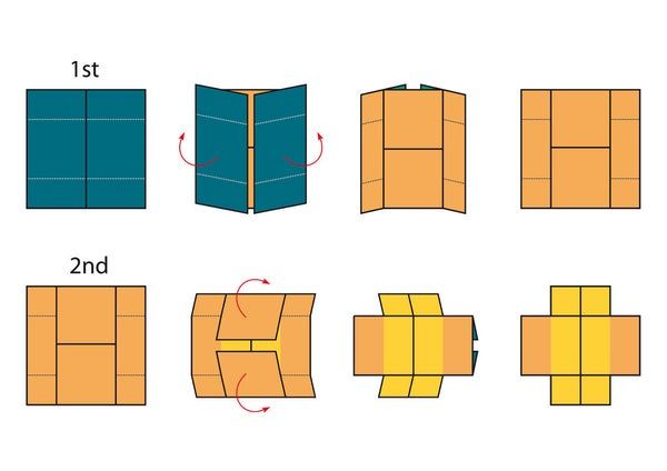 the instructions for how to make an origami box with two sides and one side open