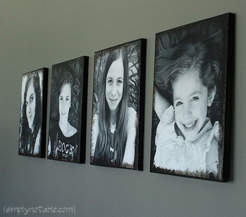 three black and white photos hanging on the wall