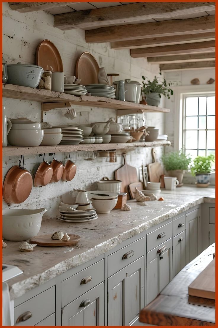 a kitchen filled with lots of plates and bowls