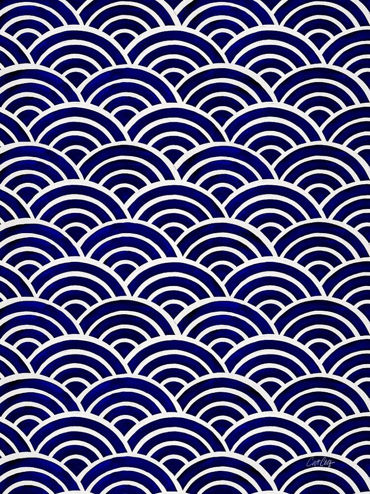 an abstract blue and white pattern with wavy lines in the shape of waves on a black background