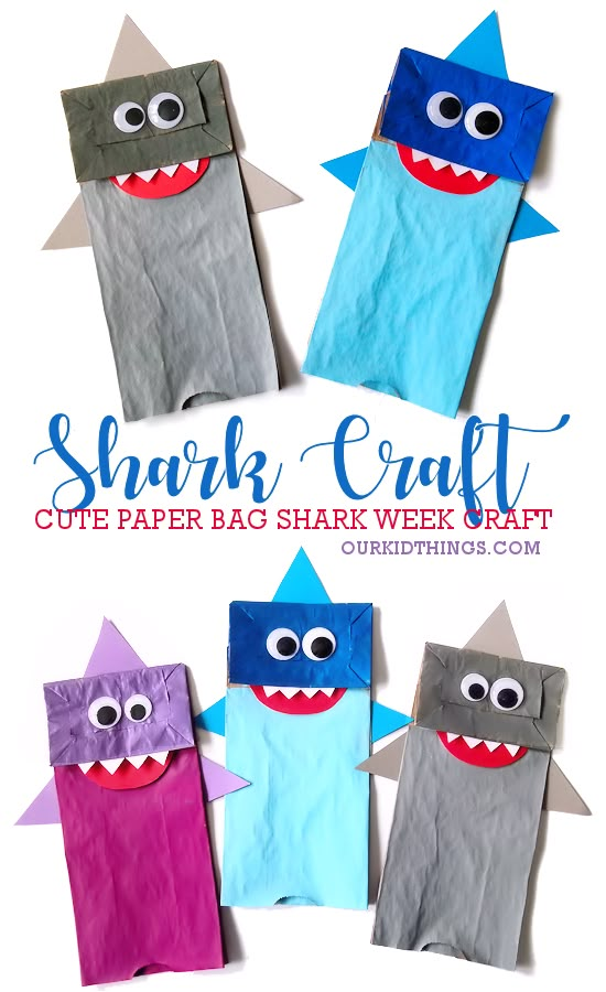 paper bag shark crafts for kids to make