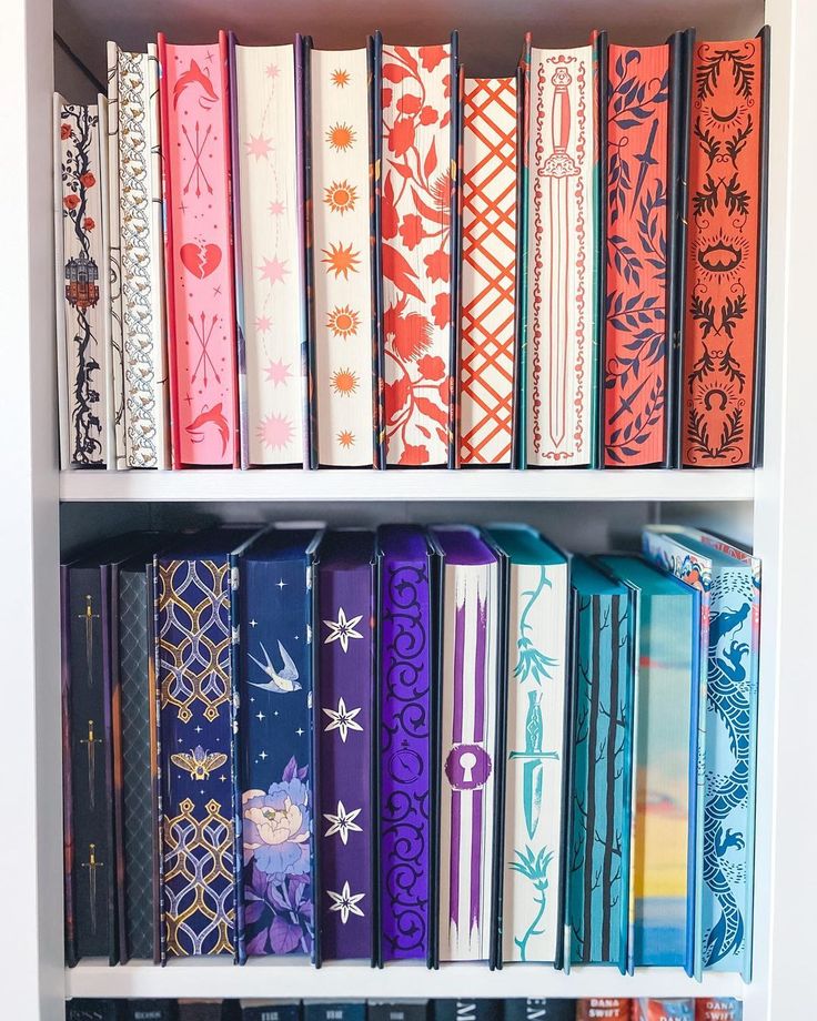 a book shelf filled with lots of colorful books