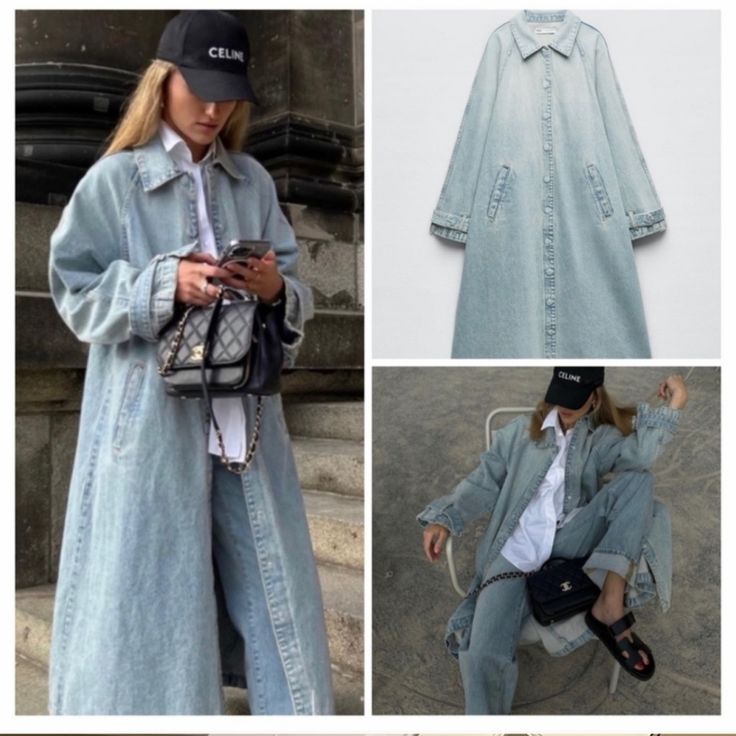 Lapel Collar Trench Coat With Long Sleeves With Straps. Side Welt Pockets. Front Hidden Snap Button Closure. This Item Run Large Tag Size Xsmall-Small Tag Size Medium-Large Outer Shell 100% Cotton Light Blue | 8197/071 C68 Chic Denim Blue Button-up Outerwear, Single Breasted Denim Collared Outerwear, Single Breasted Collared Denim Outerwear, Single-breasted Collared Denim Outerwear, Spring Washed Blue Outerwear With Pockets, Collared Denim Blue Outerwear, Spring Single-breasted Denim Outerwear, Light Wash Collared Denim Outerwear, Oversized Collared Denim Outerwear