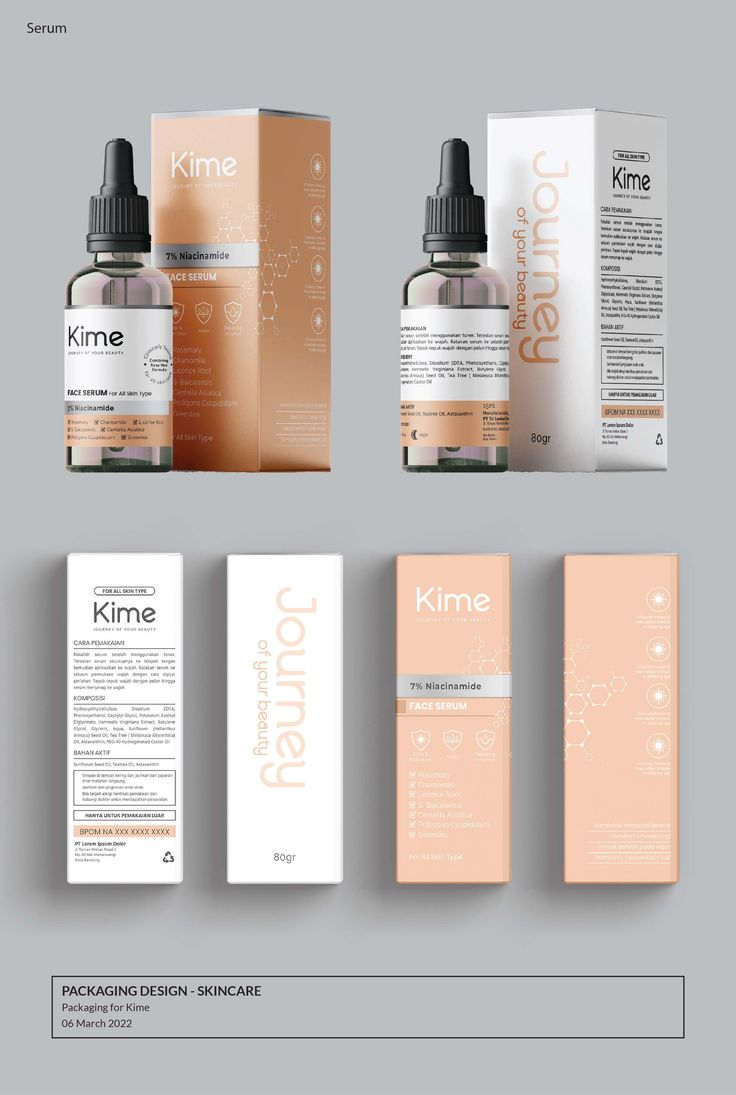 the packaging design for kime cosmetics