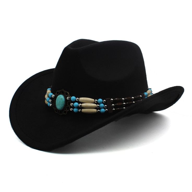 SKU:3256804571162268 Pattern Type: Solid Material: Wool Item Type: Cowboy Hats Gender: Unisex Feature: Sun protection Applicable Season: Four Seasons Black Western Costume Hats For Festivals, Western Black Costume Hats For Festivals, Adjustable Black Hat For Rodeo, Adjustable Black Top Hat For Winter, Western Adjustable Costume Hats And Headpieces For Outdoors, Western Style Adjustable Costume Hats For Outdoor, Adjustable Western Costume Hats For Outdoor, Western Style Adjustable Black Hat, Adjustable Black Western Felt Hat