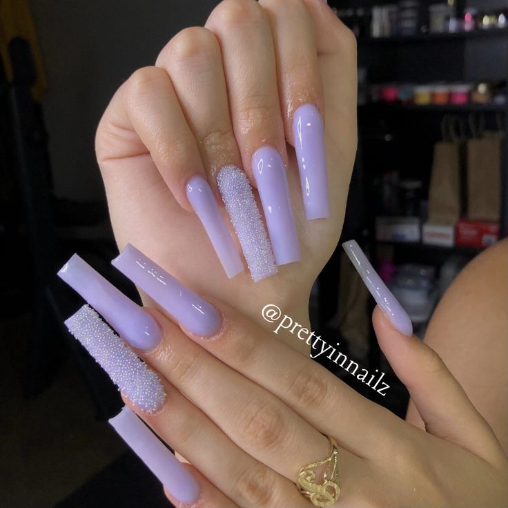 Purple Acrylic Nails Tapered Square, Acrylic Nails Square Long Baddie, Pixie Crystals Nails, Nail Inspo Xl Square, Purple Tapered Square Nails, Purple Long Acrylic Nails, Purple Acrylic Nails Square, Long Tapered Square Acrylic Nails, Xl Nails Design