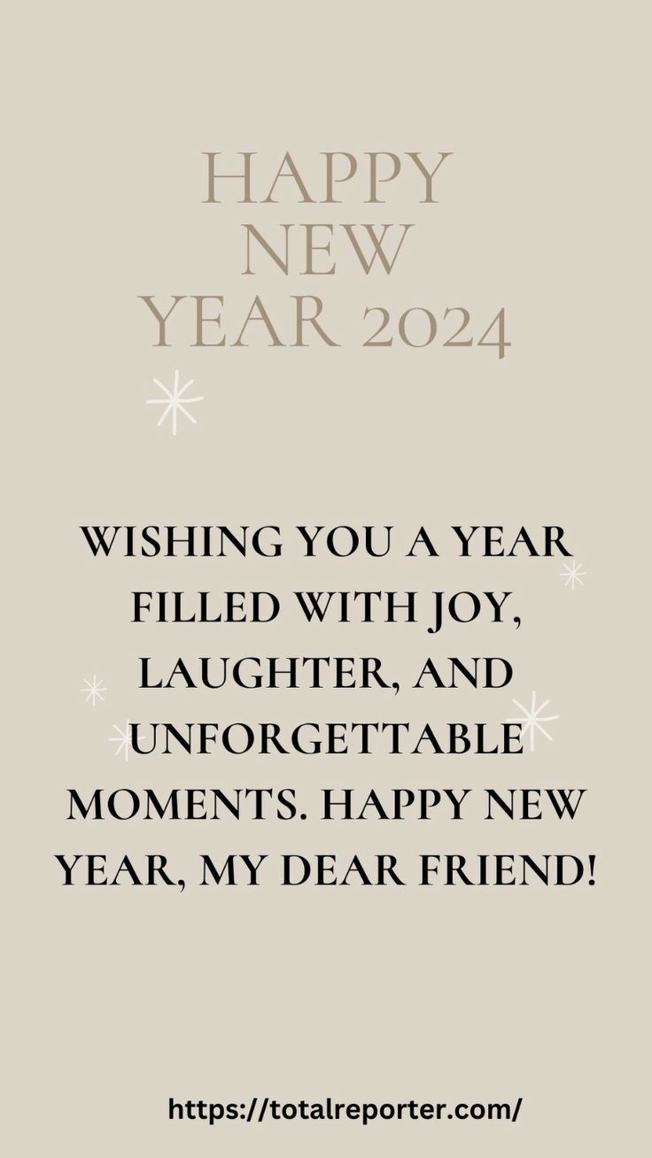 a happy new year card with the words wishing you a year filled with joy, laughter and unforgettableable moments