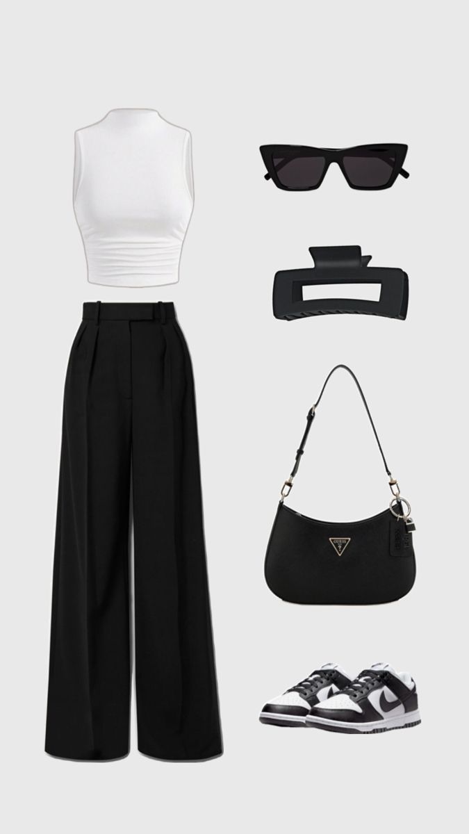 Staff Party Outfit, Clothes Formal, Outfit Black And White, Fit Aesthetic, Aesthetic Ootd, Casual Outfit Inspiration, Uni Outfits, Casual Chic Outfit, School Fashion