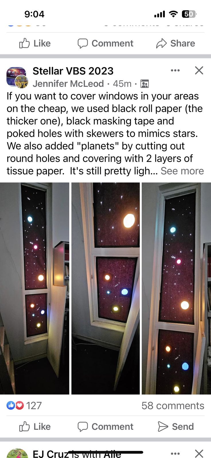 an instagramted photo shows the inside of a window with lights coming from it