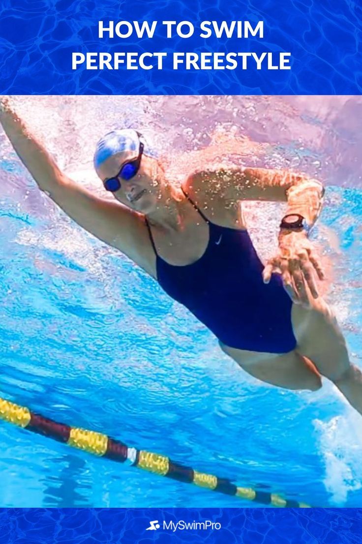 a woman swimming in a pool with the words how to swim perfect freestyle style