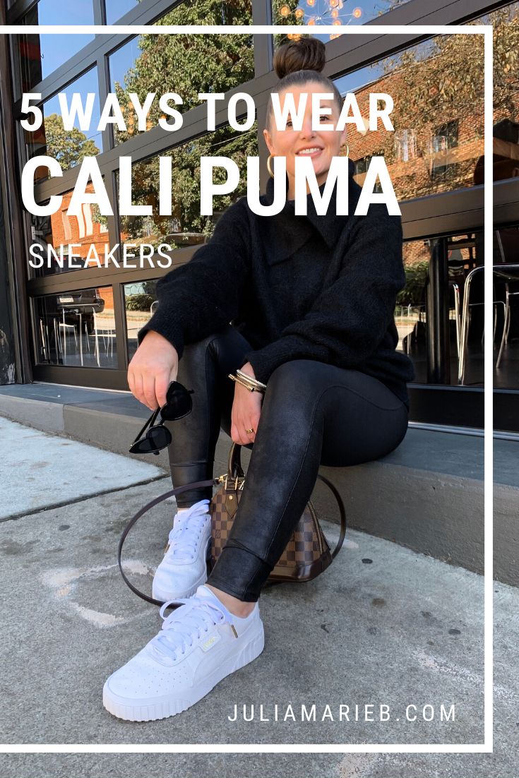 5 WAYS TO WEAR CALI PUMA SNEAKERS FOR FALL: THE RULE OF 5 White Puma Shoes Outfit, White Puma Sneakers Outfit, Puma Carina Sneakers Outfit, Puma Sneaker Outfit, White Puma Outfit, Puma Cali Sneakers Outfit, Puma Shoes Outfit, Puma Sneakers Outfit, Cali Puma