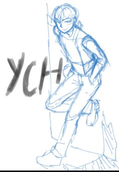 a drawing of a person leaning against a pole with the word ych written below it