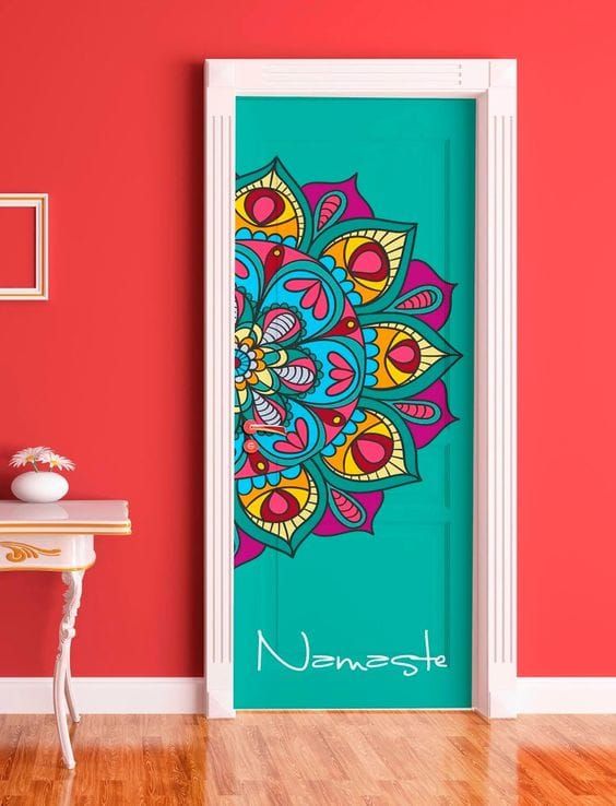 an open door with a colorful design on it