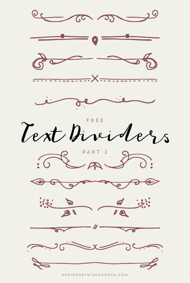 hand drawn text dividers in different styles and sizes, with the words free next dividers