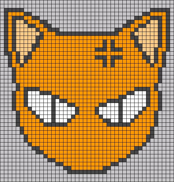 an orange cat with big eyes is made out of pixels