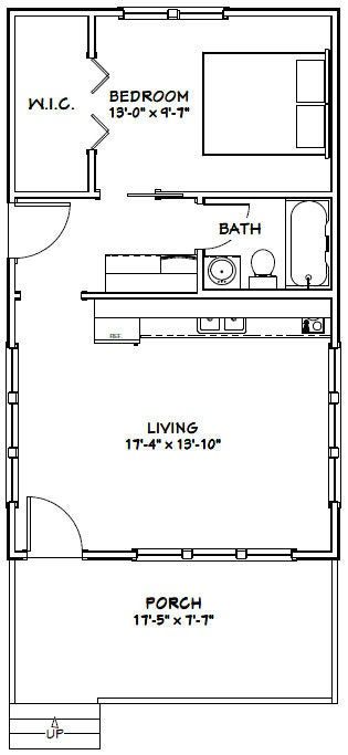 the floor plan for a two bedroom, one bathroom apartment with an attached living area