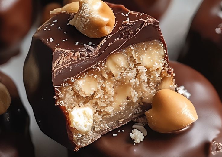 chocolate covered donuts with nuts on top