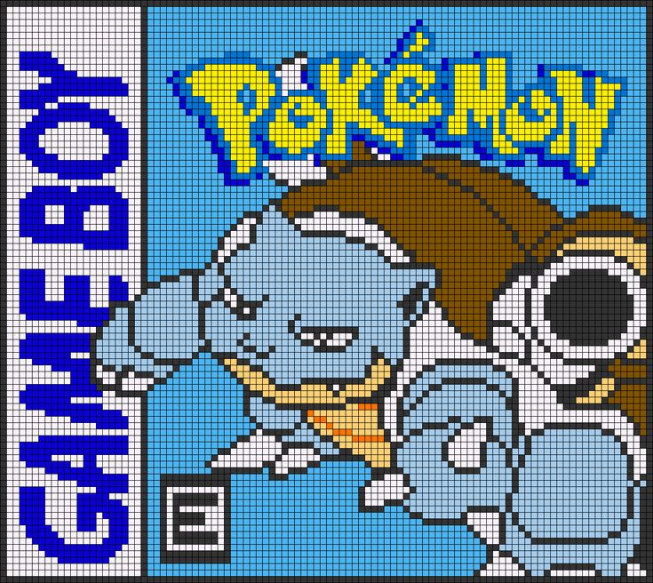 an image of a pixel art with the words pokemon and two cartoon characters on it