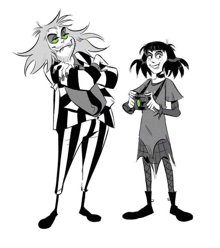 two cartoon characters standing next to each other with one holding a green object in his hand