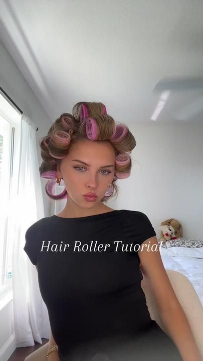 Courtney Antalek on TikTok Hire Care, Courtney Antalek, Roller Tutorial, Roller Routine, Curls Blowout, Short Hair Volume, Hair Roller Set, Hair Rollers Tutorial, Hair Roller Clips