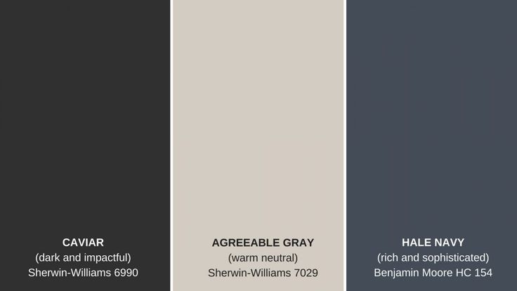 three shades of gray and black with the names of different colors in each color scheme