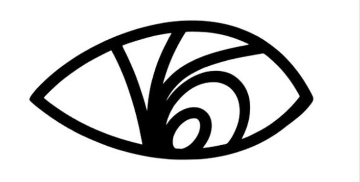 an eye with the letter v in it's center is shown on a white background